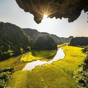 Tam Coc shimmers in silver and gold